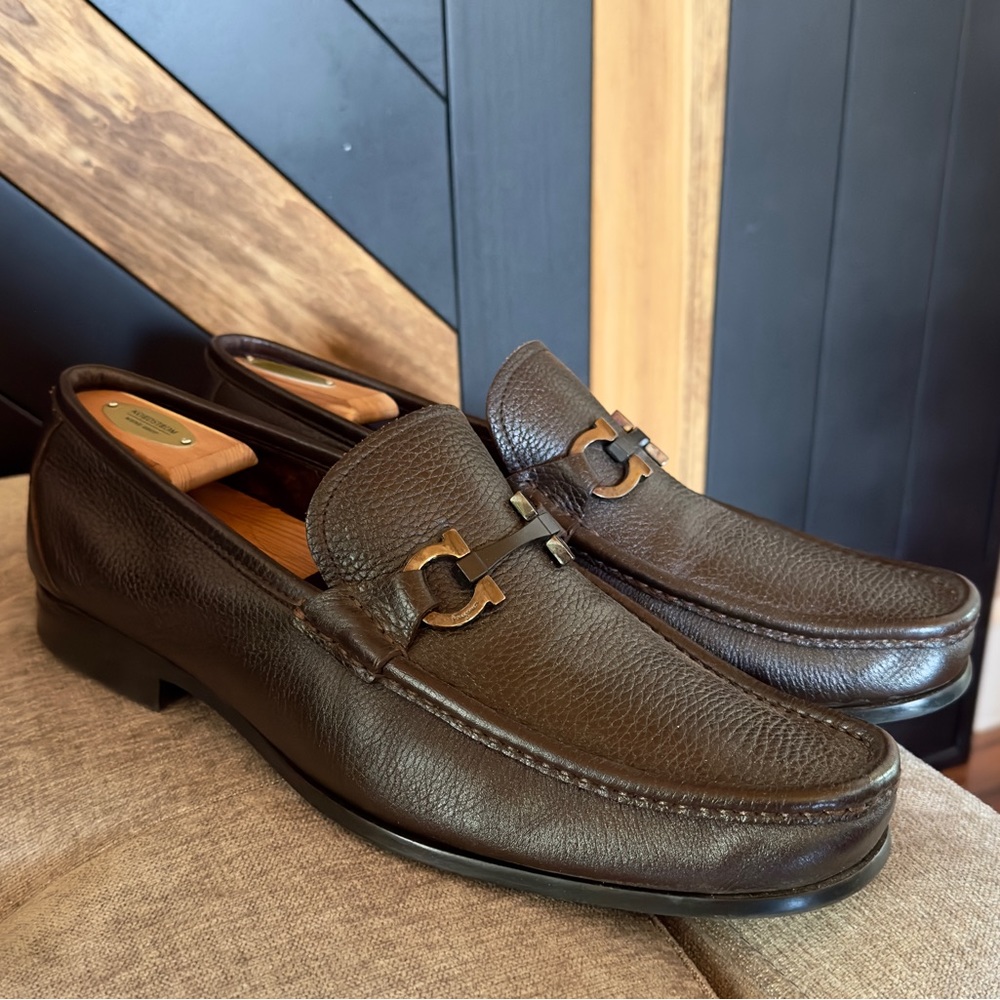 Ferragamo Brown Leather Buckle Loafer Dress Shoes Men’s sz. 11.5